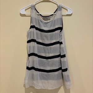 LOFT White & Black Striped Sheer Tank - M